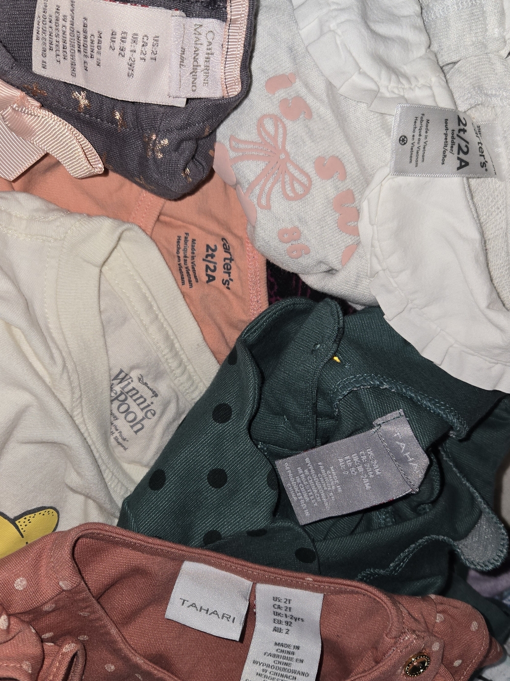 Tahari & Assorted Baby Girl Tops - Peach, Dark Green, White, Gray